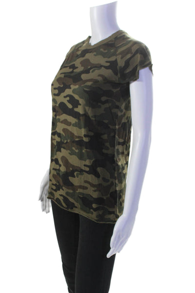 Nili Lotan Womens Scoop Neck Camouflage Tank Top Green Cotton Size Small