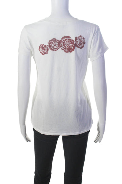 Standard James Perse Womens Short Sleeve V Neck Rose Back Tee Shirt White Size 2