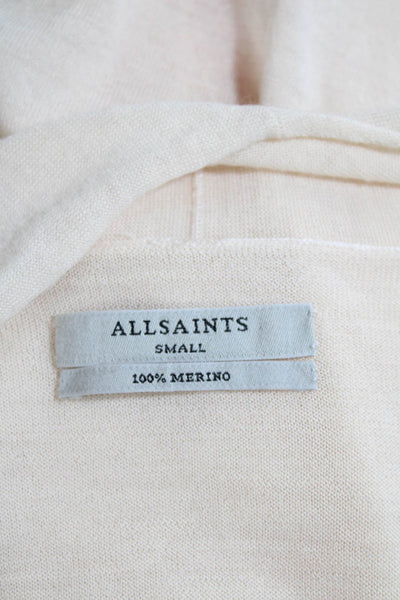 Allsaints Womens Drina Ribbed Long Sleeves Cardigan Sweater Beige Size Small