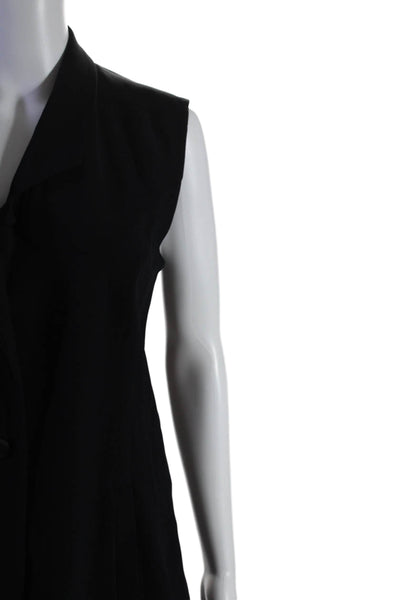 Anne Fontaine Womens Sleeveless Classic Lapel Button Down Blouse Black Size EUR