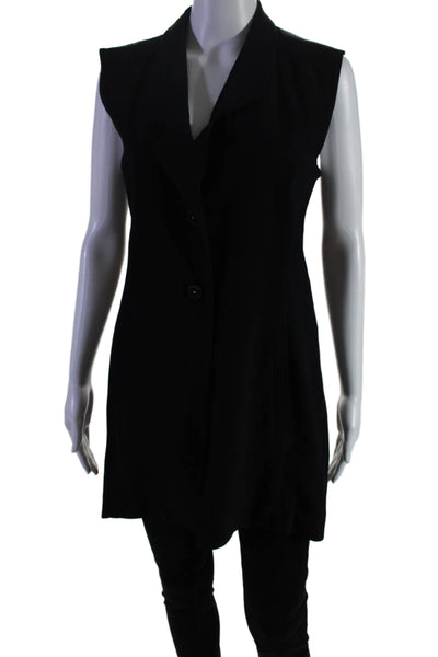 Anne Fontaine Womens Sleeveless Classic Lapel Button Down Blouse Black Size EUR