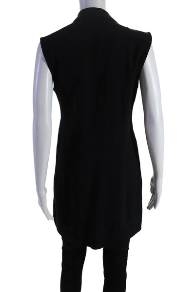 Anne Fontaine Womens Sleeveless Classic Lapel Button Down Blouse Black Size EUR