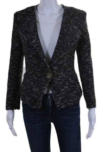 Isabel Marant Etoile Womens Tweed One Button Unlined jacket Black Size 36