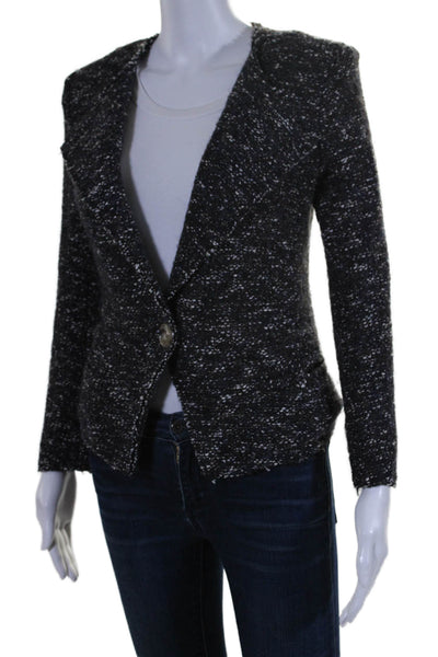 Isabel Marant Etoile Womens Tweed One Button Unlined jacket Black Size 36