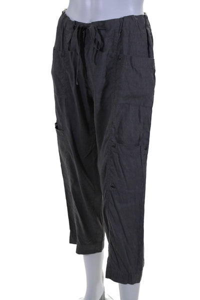 Eileen Fisher Womens Gray Drawstring High Rise Crop Cargo Pants Size 10