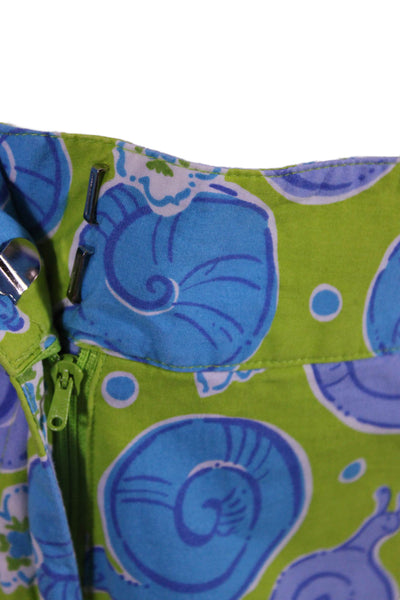 Lilly Pulitzer Womens Cotton Green Snail Print High Rise Crop Pants Size 8