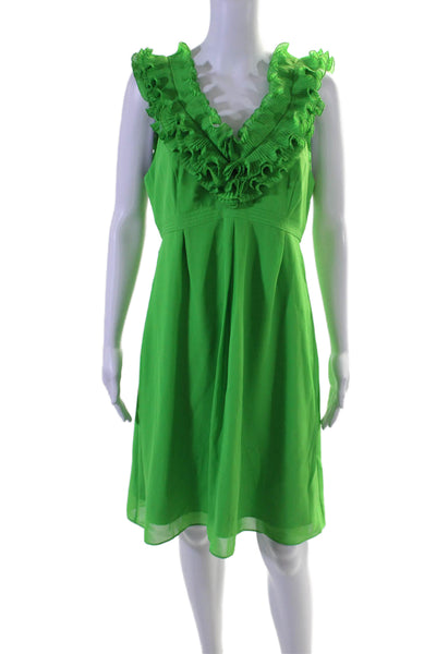 Lilly Pulitzer Womens Green Ruffle Scoop Neck Sleeveless Shift Dress Size 10