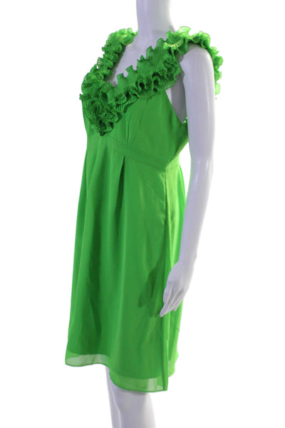 Lilly Pulitzer Womens Green Ruffle Scoop Neck Sleeveless Shift Dress Size 10