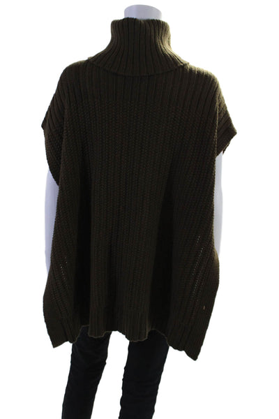 Theory Womens Short Sleeve Side Slit Turtleneck Sweater Brown Wool Size PS