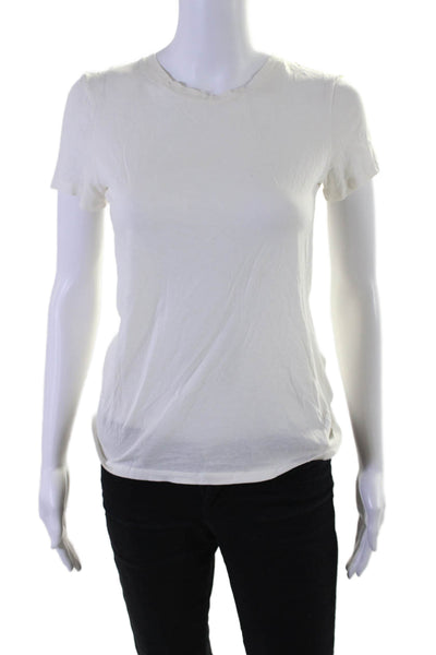 Theory Womens Short Sleeve Round Neck Tee Shirt White Cotton Size Medium