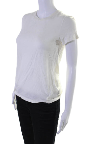 Theory Womens Short Sleeve Round Neck Tee Shirt White Cotton Size Medium