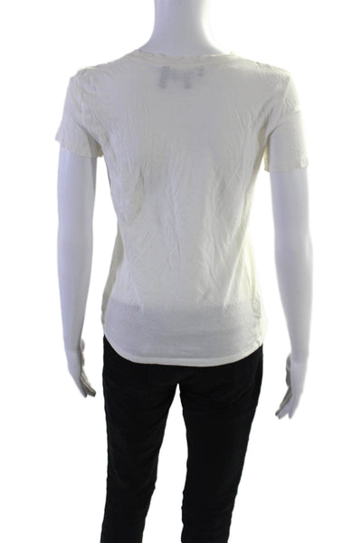 Theory Womens Short Sleeve Round Neck Tee Shirt White Cotton Size Medium