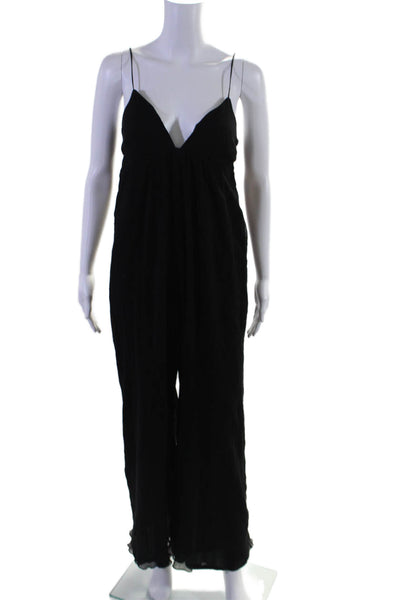 Elizabeth and James Womens Spaghetti Strap V Neck Chiffon Jumpsuit Black Size 2