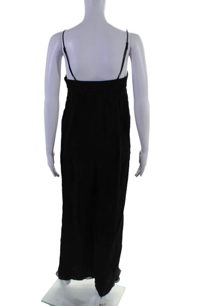 Elizabeth and James Womens Spaghetti Strap V Neck Chiffon Jumpsuit Black Size 2