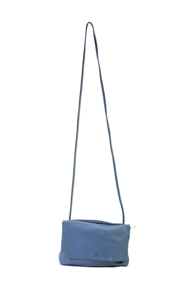 COS Womens Single Strap Flap Small Crossbody Handbag Blue Leather