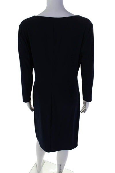 Lauren Ralph Lauren Womens Long Sleeve V Neck Gathered Dress Blue Size 12