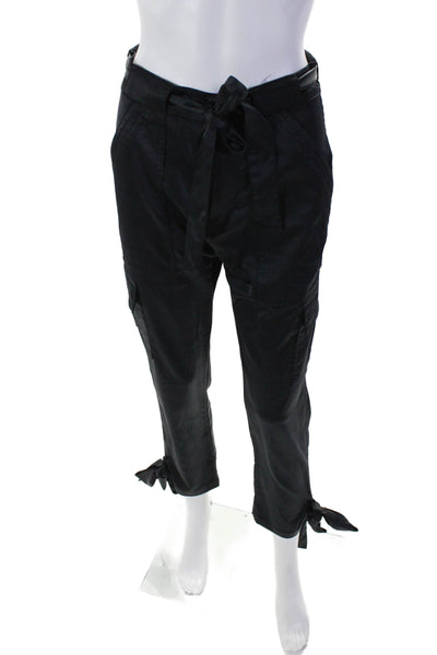 Joie Womens High Rise Tie Waist Ankle Bow Trousers Black Size 00