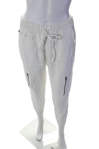 Joie Womens Linen Drawstring waist Mid-Rise Tapered Cargo Pants White Size XS