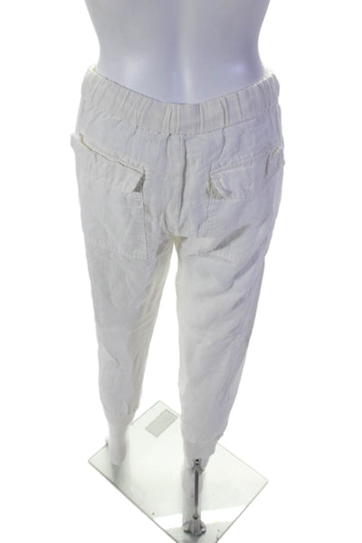 Joie Womens Linen Drawstring waist Mid-Rise Tapered Cargo Pants White Size XS