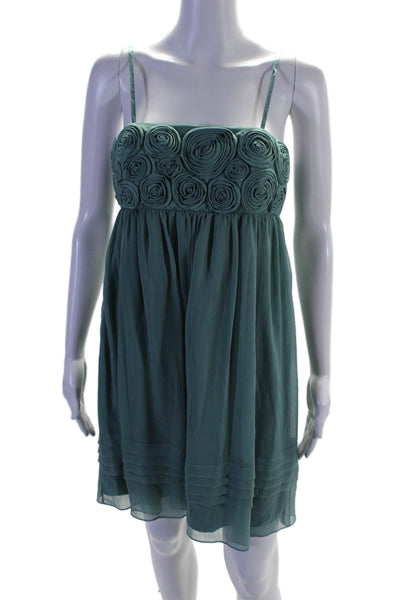 BCBG Paris Strapless Square Neck Textured Mini A-line Dress Green Size 6