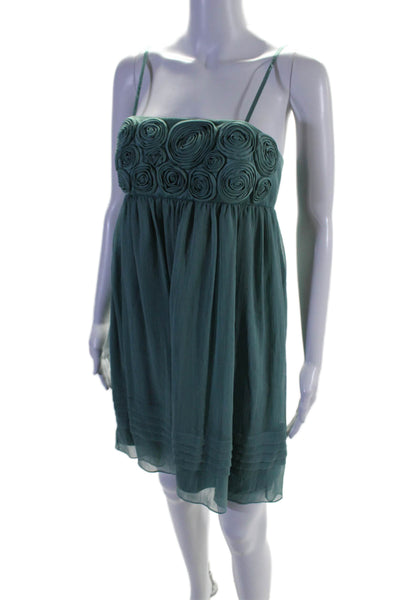 BCBG Paris Strapless Square Neck Textured Mini A-line Dress Green Size 6