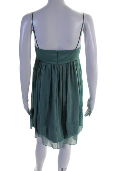 BCBG Paris Strapless Square Neck Textured Mini A-line Dress Green Size 6