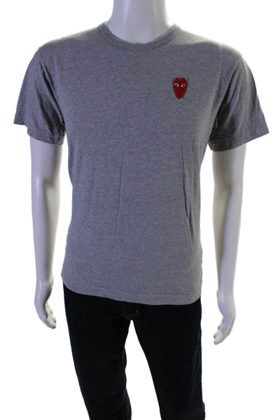 Play Comme Des Garcons Mens Short Sleeve Red Heart Tee Shirt Gray Size Large