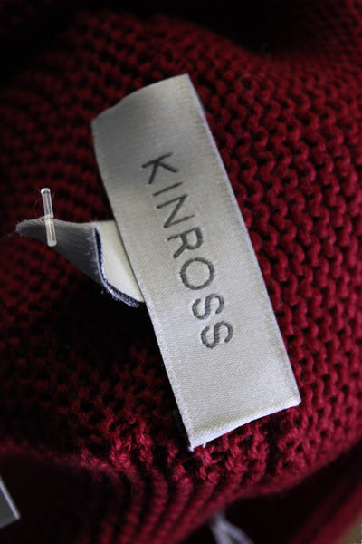 Kinross Womens Cotton Long Sleeve Mock Neck Snap Closure Sweater Red Size L