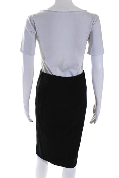 Marccain Womens Elastic Waisted Slip On Lined Straight Pencil Skirt Black Size 2