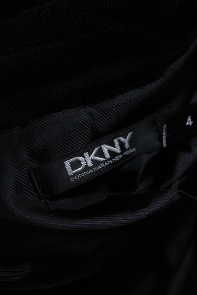 DKNY Women's Collared Long Sleeves Double Breasted Belt Jacket Black Size 4