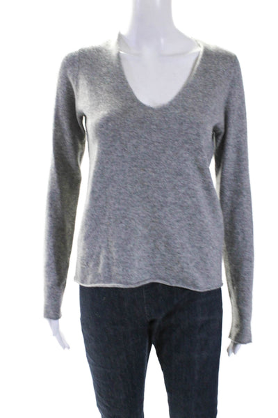 Zadig & Voltaire Women's V-Neck Long Sleeves Cashmere Sweater Gray Size S