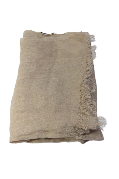 Loro Piana Women's Fringe Hem Wrap Linen Scarf Beige Size 78 X 27