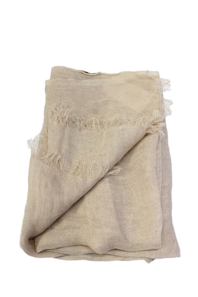 Loro Piana Women's Fringe Hem Wrap Linen Scarf Beige Size 78 X 27