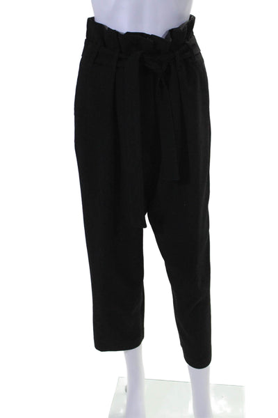 Allen Schwartz Womens High Rise Belted Hook & Eye Tapered Pants Black Size 6