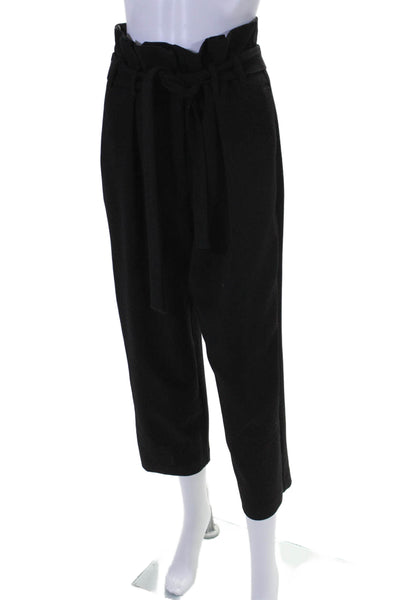 Allen Schwartz Womens High Rise Belted Hook & Eye Tapered Pants Black Size 6