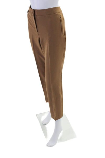 Adrianna Papell Women's Hook Closure Flat Front Straight Leg Pants Brown Size 8