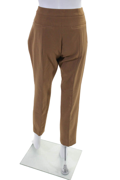 Adrianna Papell Women's Hook Closure Flat Front Straight Leg Pants Brown Size 8