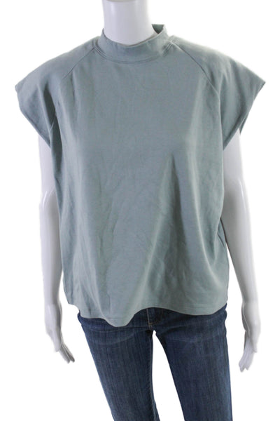 Remain Women's Round Neck Short Sleeves Boxy Blouse Sage Green Size 8