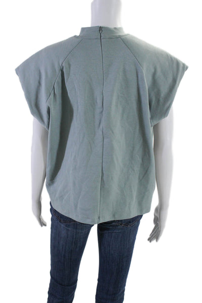 Remain Women's Round Neck Short Sleeves Boxy Blouse Sage Green Size 8