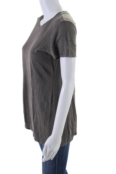 The Fisher Project Womens Linen Short Sleeve Round Neck Casual T-Shirt Gray Size