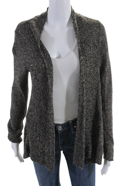 Eileen Fisher Womens Linen Textured Open Front Knitted Cardigan Brown Size M