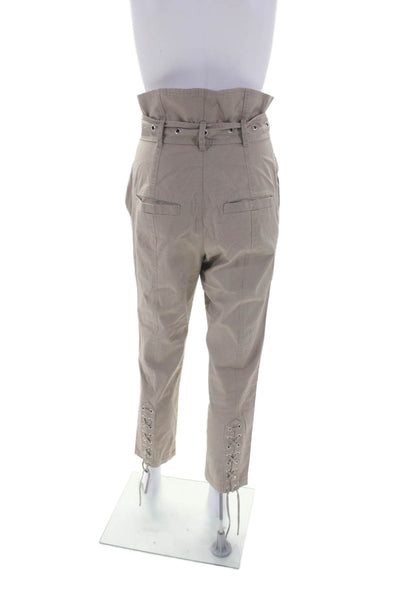 Marissa Webb Womens Textured Lined Belted High Waist Khaki Pants Beige Size 4