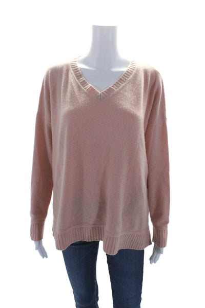 Lisa Todd Womens Cashmere V-Neck Long Sleeve Pullover Sweater Top Pink Size L