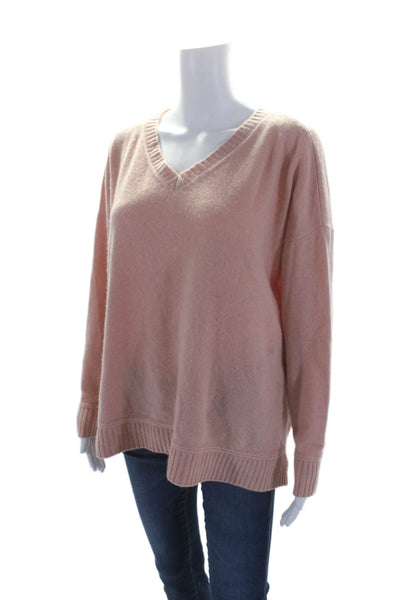 Lisa Todd Womens Cashmere V-Neck Long Sleeve Pullover Sweater Top Pink Size L