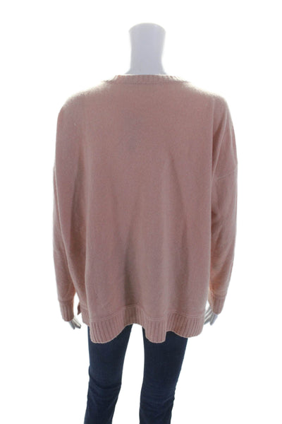 Lisa Todd Womens Cashmere V-Neck Long Sleeve Pullover Sweater Top Pink Size L