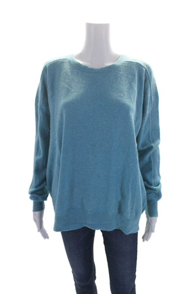 J Crew Womens Cashmere Knit Round Neck Pullover Sweater Top Light Blue Size L