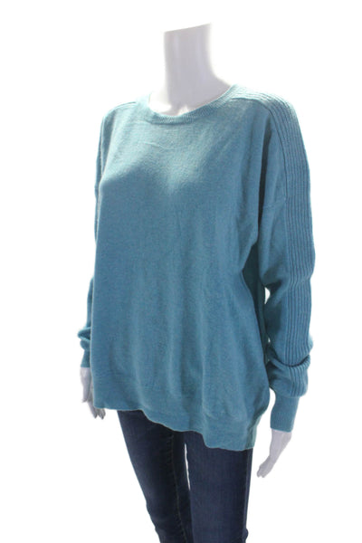 J Crew Womens Cashmere Knit Round Neck Pullover Sweater Top Light Blue Size L