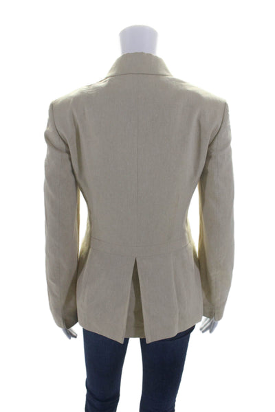 Luciano Barbera Womens Snapped Buttoned Zipped Darted Blazer Beige Size M