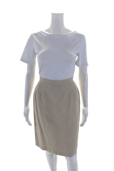 Valentino Night Womens Buttoned Zipped Slip-On Straight Skirt Beige Size M