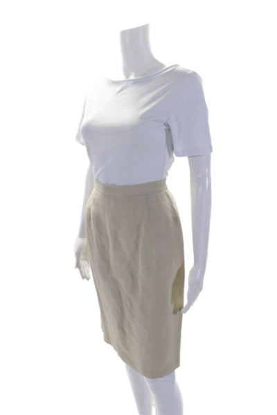 Valentino Night Womens Buttoned Zipped Slip-On Straight Skirt Beige Size M